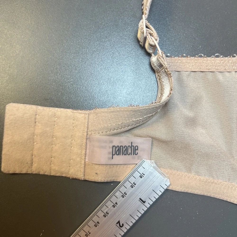 Panache Jasmine 36HH  Nude Balconette Underwire Semi Sheer Bra 6951‎